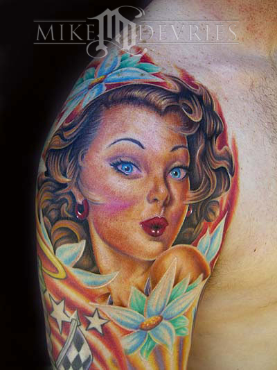Women Tattoos on Mike Devries Tattoos Color Pin Up Girl Tattoo